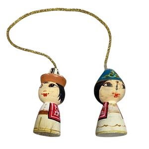 Vintage hand painted doll ornaments